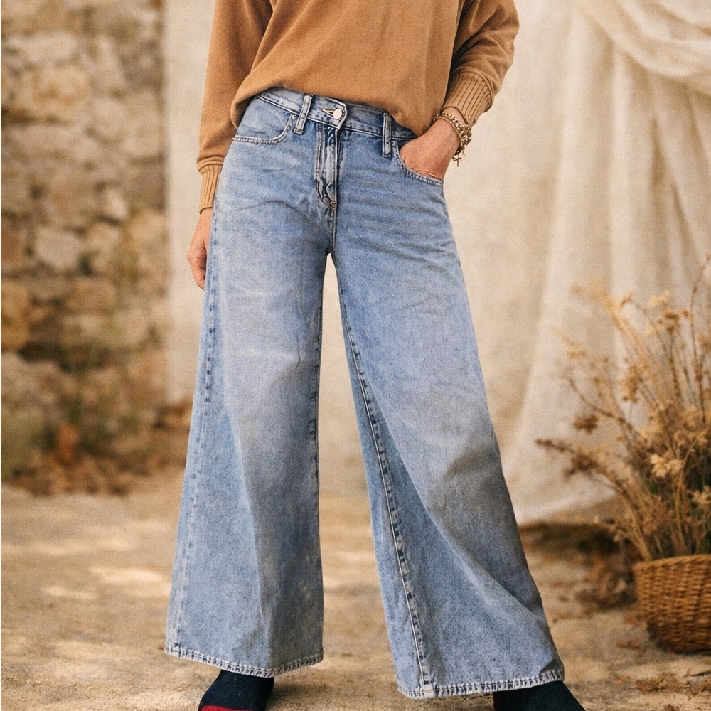 Old Navy High Rise Super Baggy Wide Leg Blue Jeans
